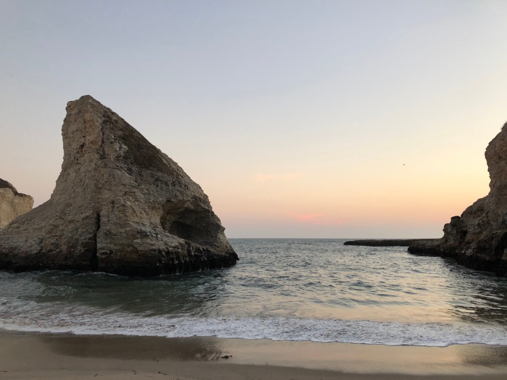 Shark Finn Shaped Rock at Cove on Pacific Coast Highway