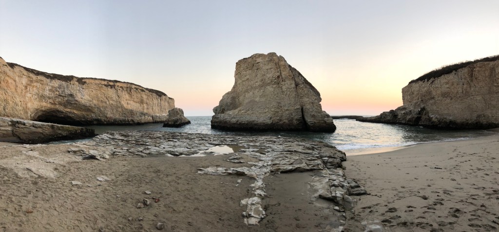 Panorama of Shark Finn Cove on Pacific Coast Highway